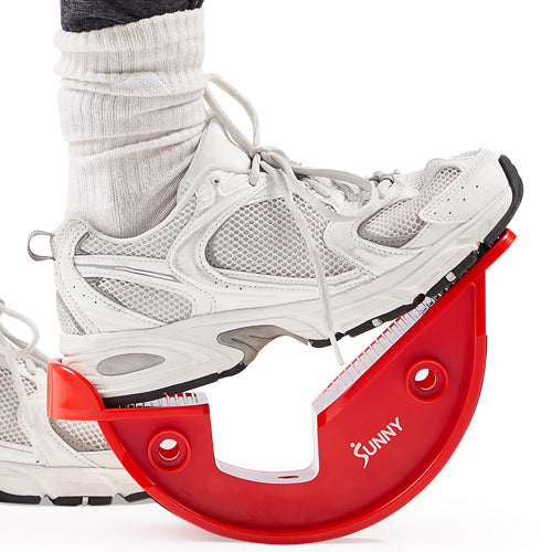 Wear Rubber-Soled Shoes for Safety | For the best experience, always use rubber-soled shoes while stretching. It’s normal if your shoe extends slightly beyond the device.