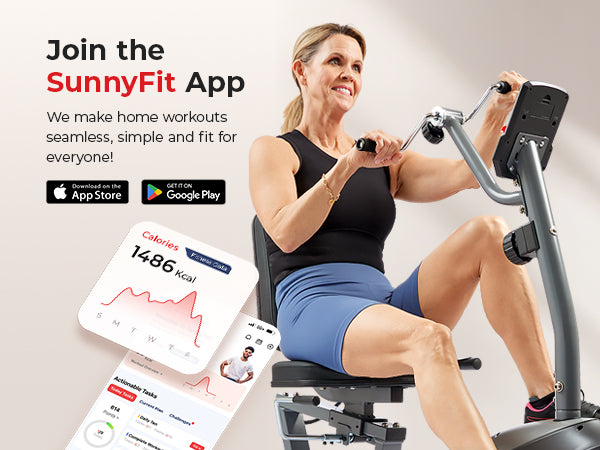 Join the FREE SunnyFit App | We make home workouts seamless, simple, and fit for everyone!