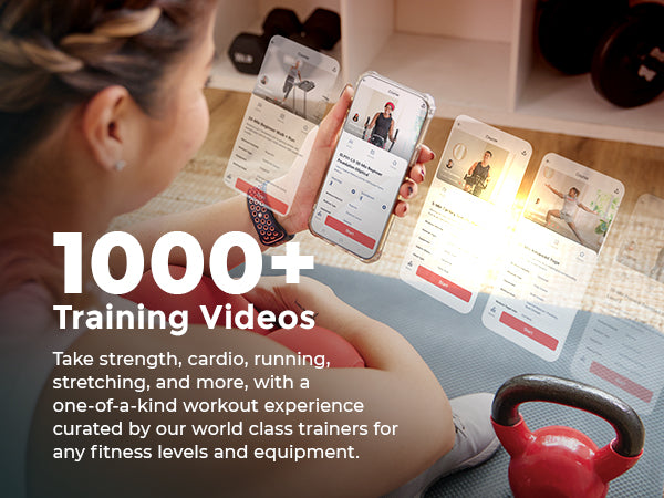 1000+ Training Videos | Take strength, cardio, running, stretching, and more, with a one-of-a-kind workout experience curated by our world class trainers for any fitness levels and equipment.