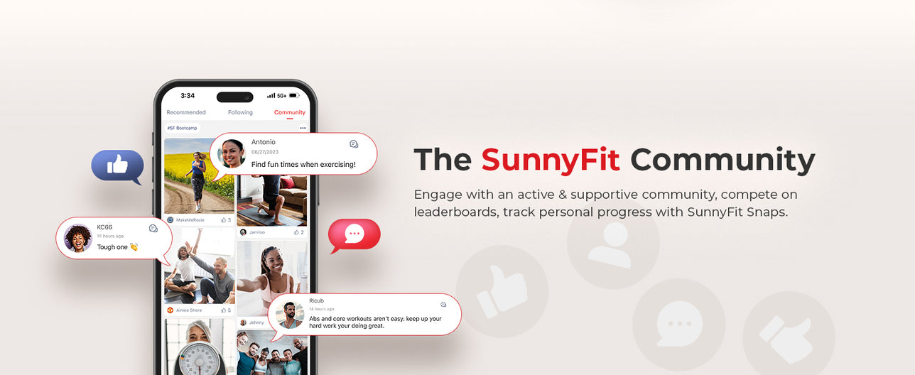 The SunnyFIt Community | Engage with an active & supportive community, compete on leaderboards, track personal progress with SunnyFit Snaps.