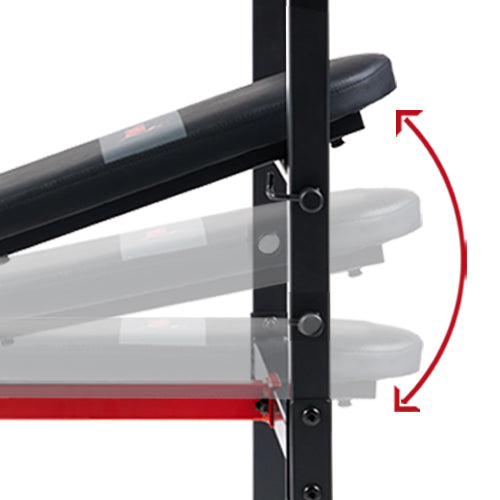 Adjustable Backrest | Adjust the bench seamlessly between incline and flat positions to target chest and shoulder workout.