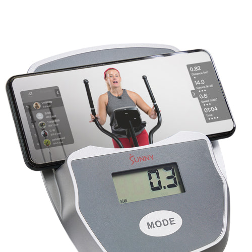 DEVICE HOLDER | Ride along with our Sunny Health & Fitness trainers using your phone, tablet, or any other mobile device of your choice!