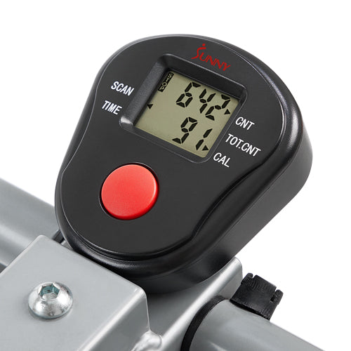 DIGITAL MONITOR | Informative LCD monitor displays time, count, total count, scan and calories. Step up your comfort with the adjustable abdominal pad. Move it up and down to ensure proper support and placement.