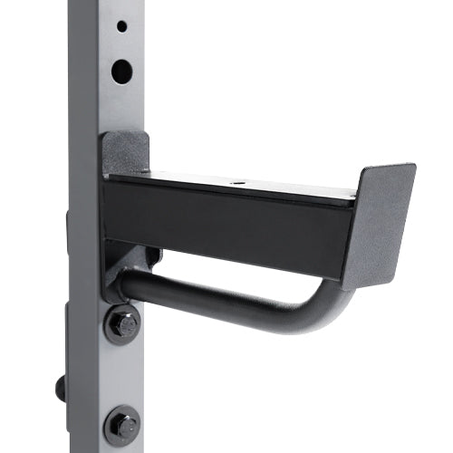 SPOTTER ARMS | Never lift without a spotter. The Carbon Square constructed arms are height adjustable to adapt to your workouts whether you’re squatting, pressing, or lifting.