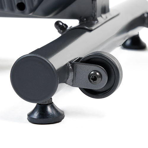 TRANSPORTATION WHEELS | In tight spaces, you can tilt and roll away this recumbent stationary bike for easy storage with convenient transport wheels allowing easy movement of equipment.