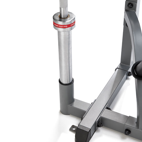 BARBELL STORAGE | Keep your fitness focused and your home gym organized with 2 barbell posts for storing extra 2-inch diameter barbells.