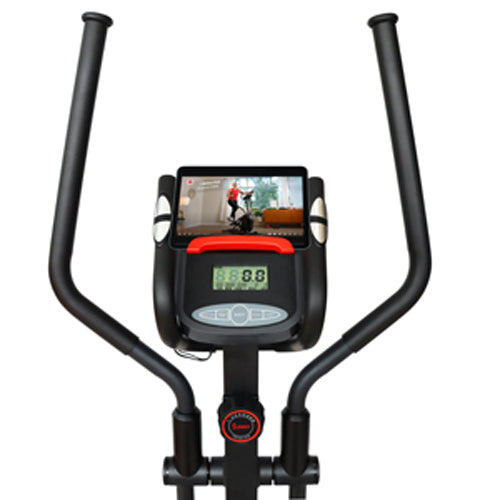DEVICE HOLDER | Place your tablet, phone, or other mobile devices to stay connected. Follow along online or through the SunnyFit® APP with our trainers for certified fitness tips, advice, and lessons.