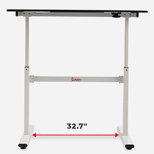 32.7" width between table legs | With 32.7 inches between sturdy steel legs, this desk accommodates treadmills, under-desk bikes, mini steppers and more.