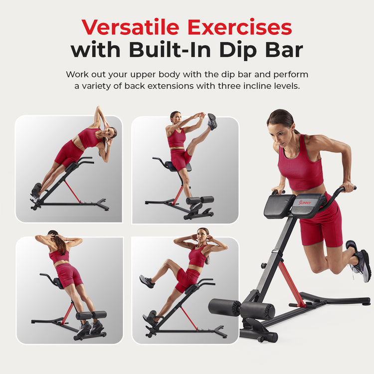 Hyperextension Roman Chair with Dip Station | Sunny Strength®