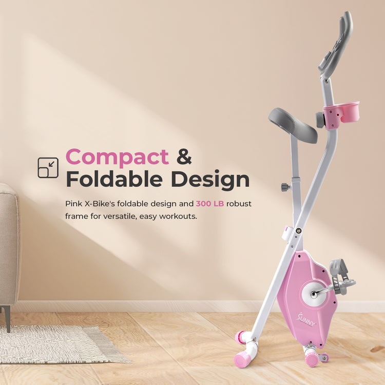 Pink Foldable Magnetic Exercise X-Bike