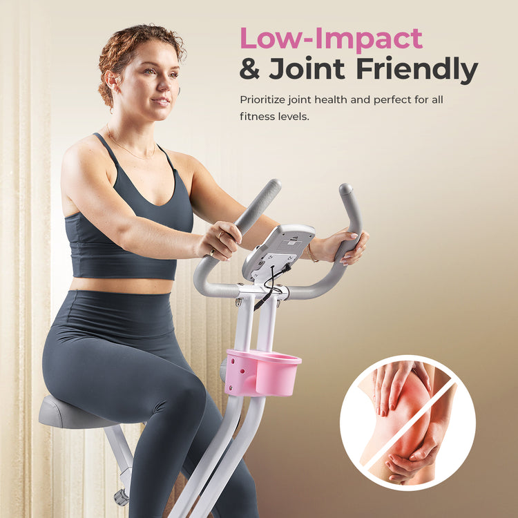 Pink Foldable Magnetic Exercise X-Bike