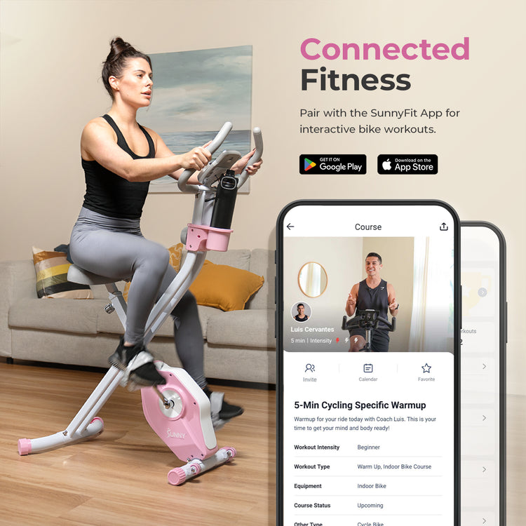 Pink Foldable Magnetic Exercise X-Bike
