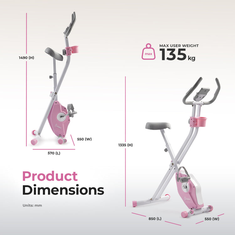 Pink Foldable Magnetic Exercise X-Bike