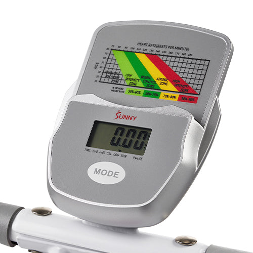 LCD Digital Monitor | The LCD digital monitor tracks a range of essential workout metrics, including time, speed, distance, calories burned, odometer (total distance), pulse rate, and RPM (revolutions per minute).