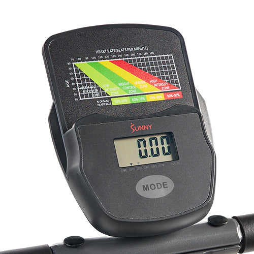 LCD Digital Monitor | The LCD digital monitor on the X-Bike tracks a range of essential workout metrics, including time, speed, distance, calories burned, odometer (total distance), pulse rate, and RPM (revolutions per minute).