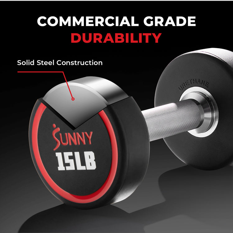 Round Urethane Dumbbells | Singles & Sets 5–50 LBS