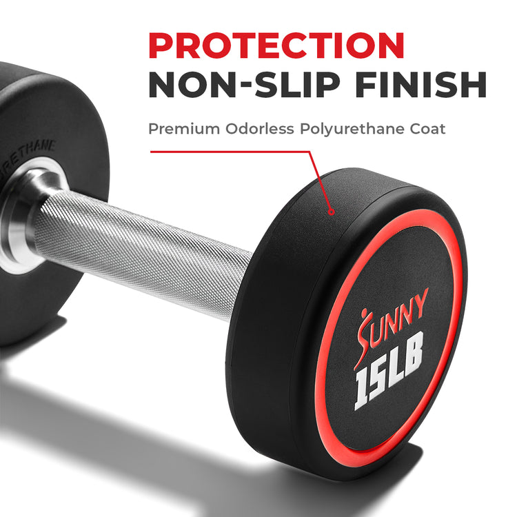 Round Urethane Dumbbells | Singles & Sets 5–50 LBS