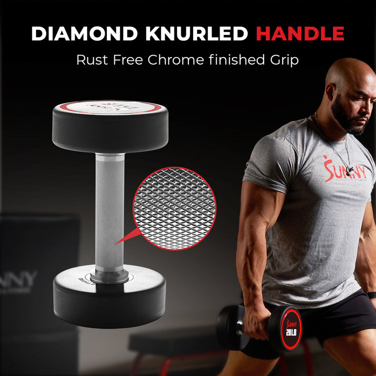 Round Urethane Dumbbells | Singles & Sets 5–50 LBS