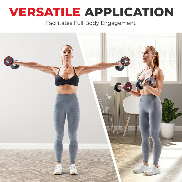 Round Urethane Dumbbells | Singles & Sets 5–50 LBS