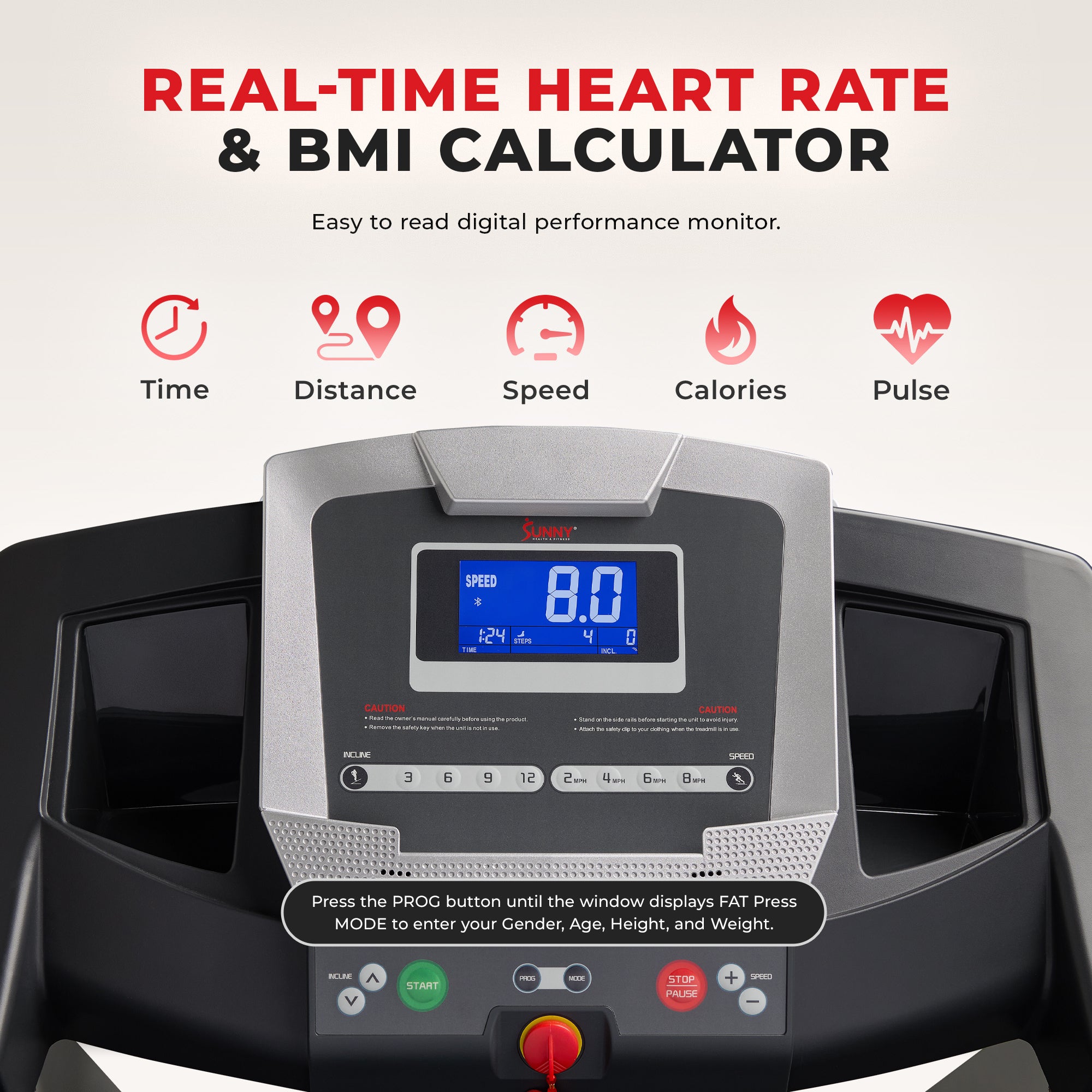 Real-Time Heart Rate & BMI Calculator | Easy to read digital performance monitor. 