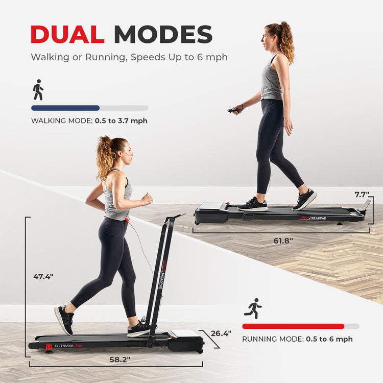 Pacer 2 in 1 Auto Incline Under Desk Walking/Running Smart Treadmill