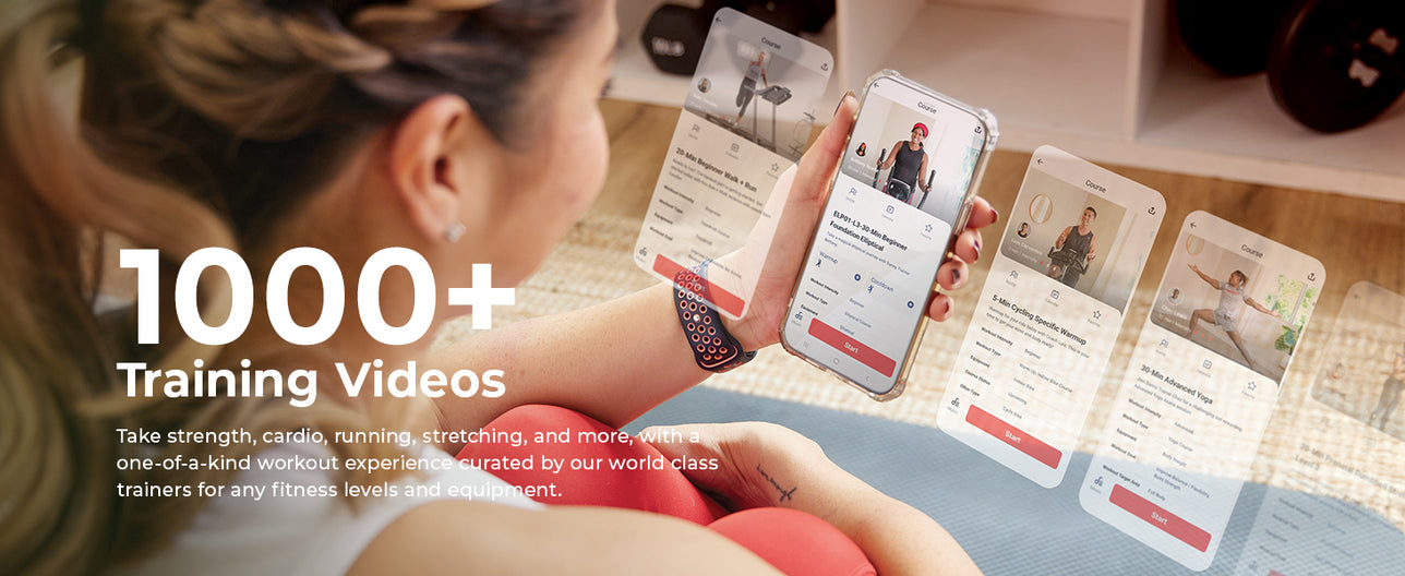 1000+ Training Videos | Take strength, cardio, running, stretching, and more, with a one-of-a-kind workout experience curated by our world class trainers for any fitness levels and equipment.