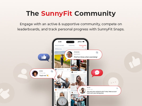 The SunnyFit Community | Engage with an active & supportive community, compete on leaderboards, track personal progress with SunnyFit Snaps.