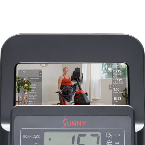 Device Holder | Keep your phone or tablet secure and accessible during workouts with the built-in device holder, perfect for using apps or watching videos.