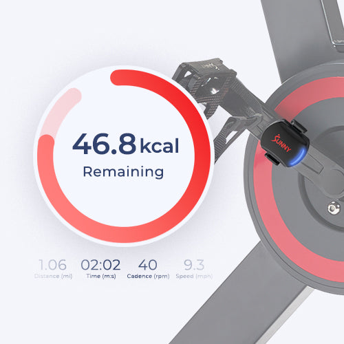 REAL-TIME DATA | Track and view your data  such as time, speed, RPM, distance, and calories in real-time by connecting to the SunnyFit® app. You can easily make progress and keep record of your cycling data at your fingertips.