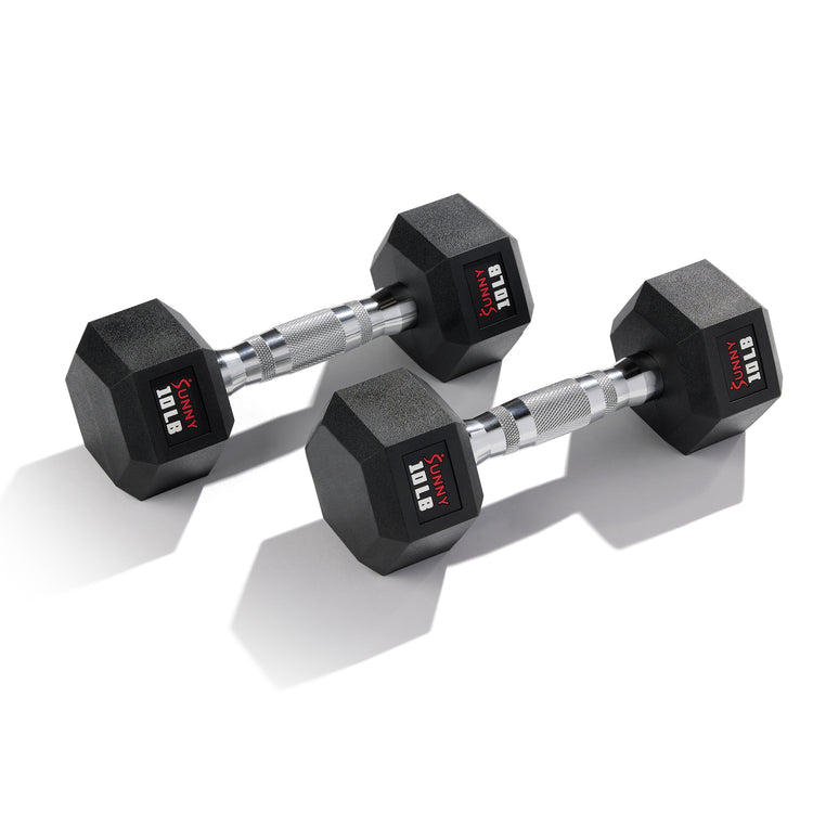 Rubber Hex Dumbbells – Singles & Pairs 5–50 LB Weights