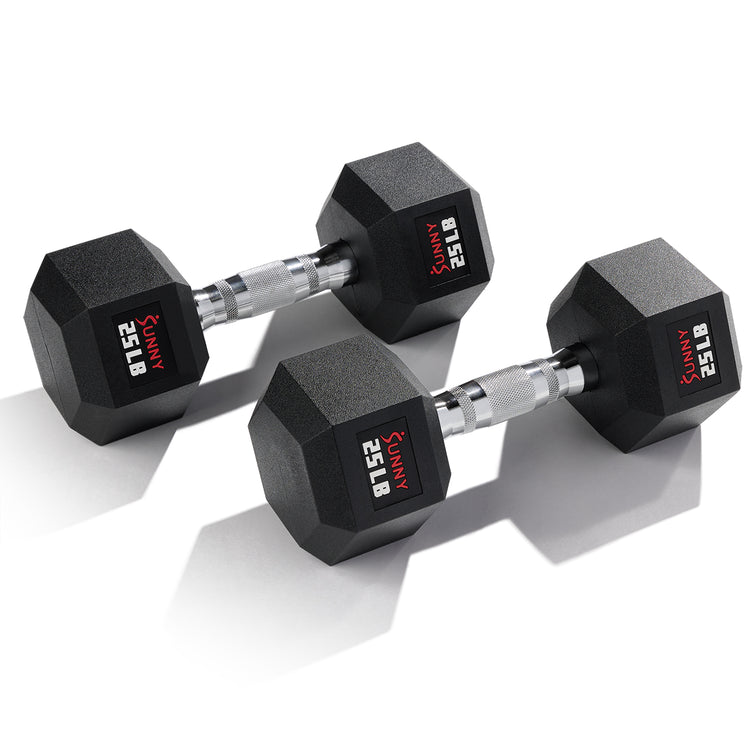 Rubber Hex Dumbbells – Singles & Pairs 5–50 LB Weights