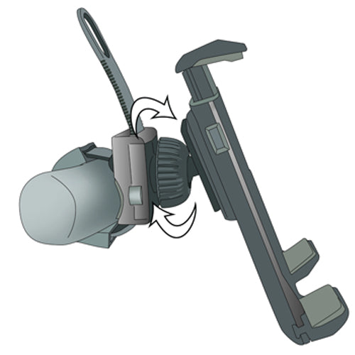 STEP 6 | Loosen by turning the swivel ball head counter-clockwise, adjust the holder for vertical or horizontal viewing then turn swivel ball head clockwise to tighten and secure position.