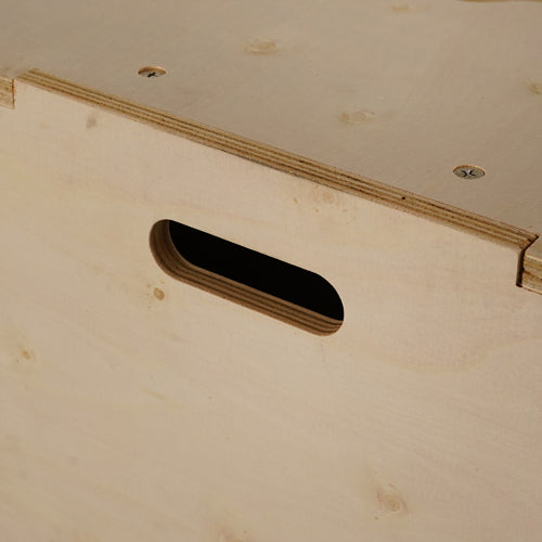 CARRY HANDLES | Carry handles for portability. The plyo wooden box measures at 30L x 24W x 20H inches, while weighing an incredible 74 lbs. and supporting up to 500 lb weight capacity.