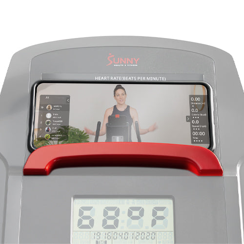 DEVICE HOLDER | Control your in-workout entertainment and learning experiences with the built-in tablet mount. Play your favorite movies or follow your favorite Sunny exercise workout videos.