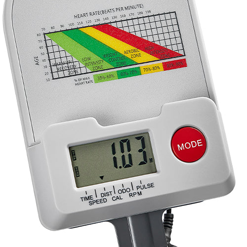 LCD Monitor | The user-friendly LCD monitor displays key workout metrics such as time, speed, distance, calories burned, pulse, and RPM. This real-time feedback is crucial for tracking progress and maintaining motivation.