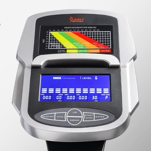 PERFORMANCE MONITOR | Stay informed and up to date on your fitness. The monitor displays: speed, RPM, time, distance, odometer, calories, WATT, heart rate, target heart rate, program, and level.