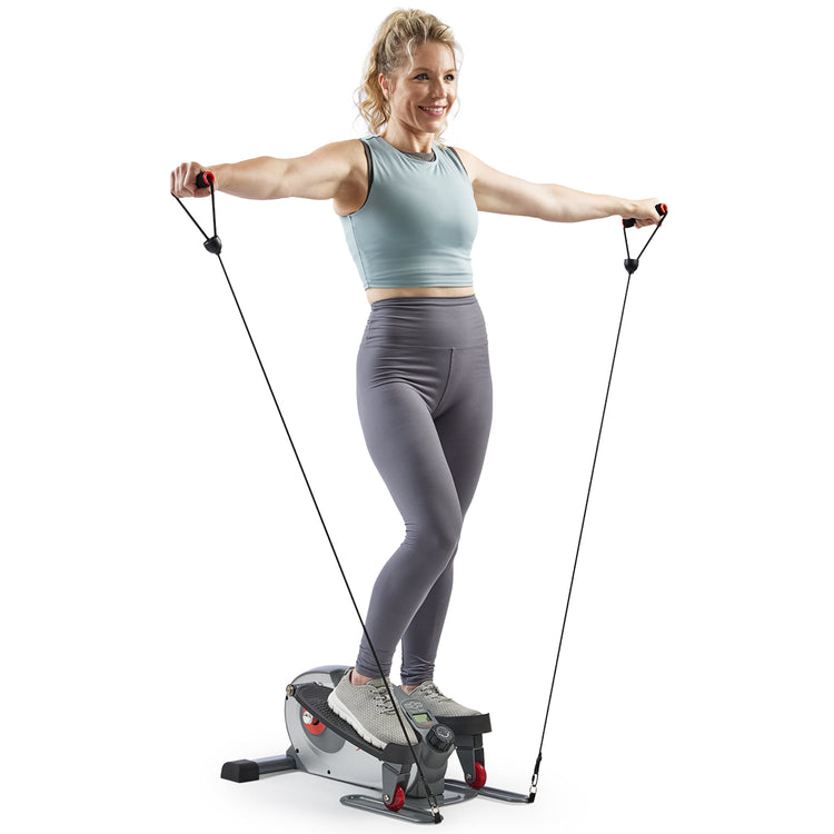 Smart Stand/Sit Mini Elliptical Exercise Trainer with Resistance Bands