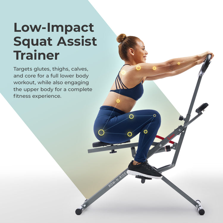 Low-Impact Squat Assist Trainer | Targets glutes, thighs, calves, and core for a full lower body workout, while also engaging the upper body for a complete fitness experience.