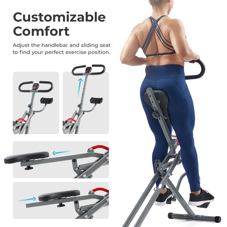 Customizable Comfort | Adjust the handlebar and sliding seat to find your perfect exercise position.