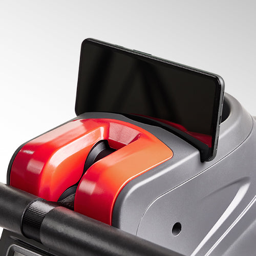 DEVICE HOLDER | Place your mobile device in the holder tray and stay engaged with your favorite fitness workouts.