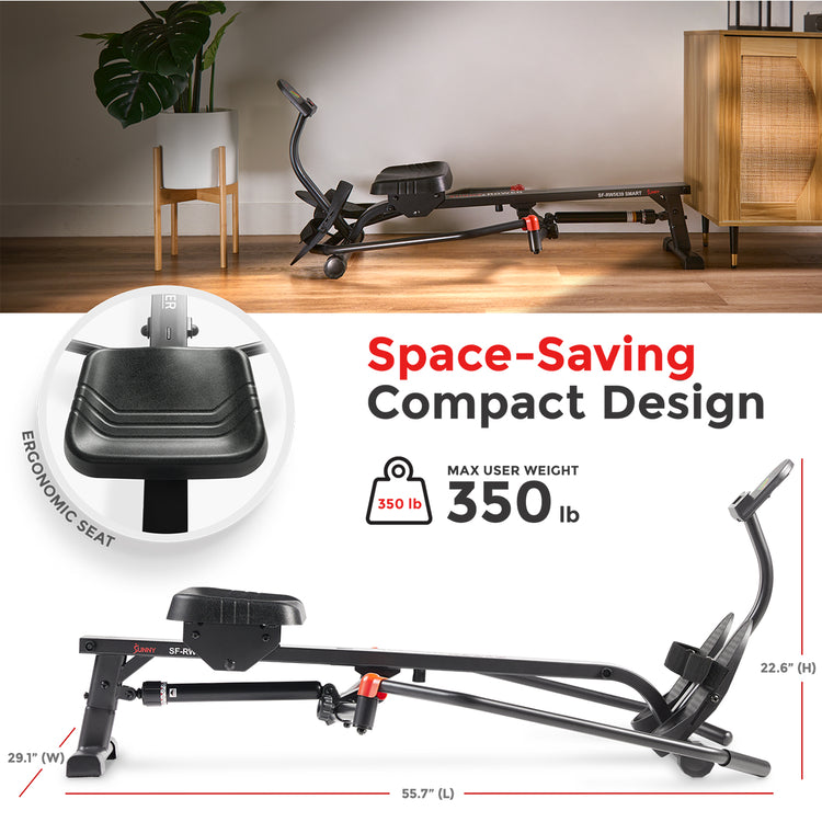 Smart Compact Full Motion Rowing Machine with 12 Levels Hydraulic Resistance
