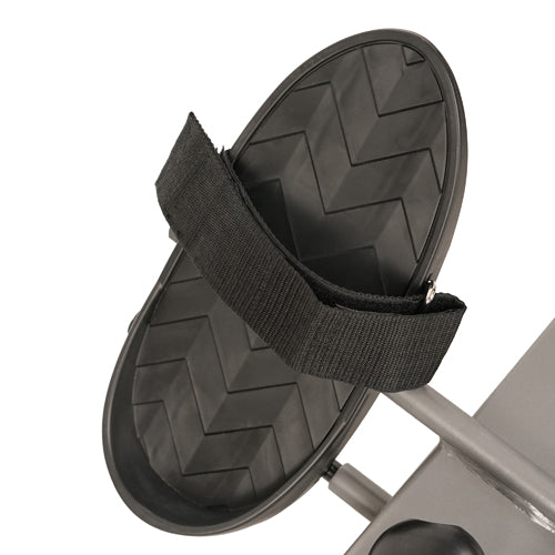 NON-SLIP PEDAL W/ADJUSTABLE STRAP | Engage your quads as you propel your legs back and forth on the pivoting foot pedals with adjustable straps.