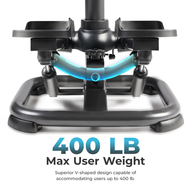 400 LB MAX USER WEIGHT | Superior V-shaped design capable of accommodating users up to 400 LB.