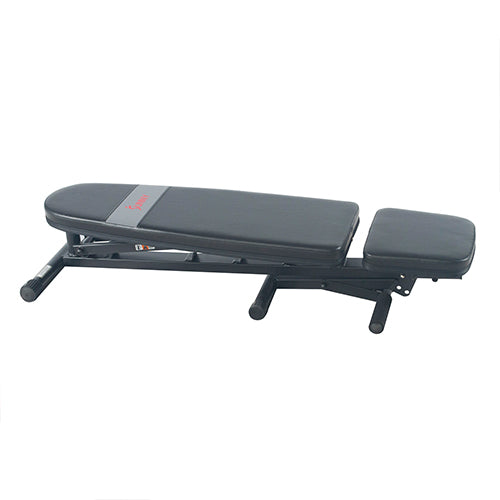 SPACE EFFICIENT | The Adjustable Utility Weight Bench folds nearly flat, letting users to effortlessly store it away.