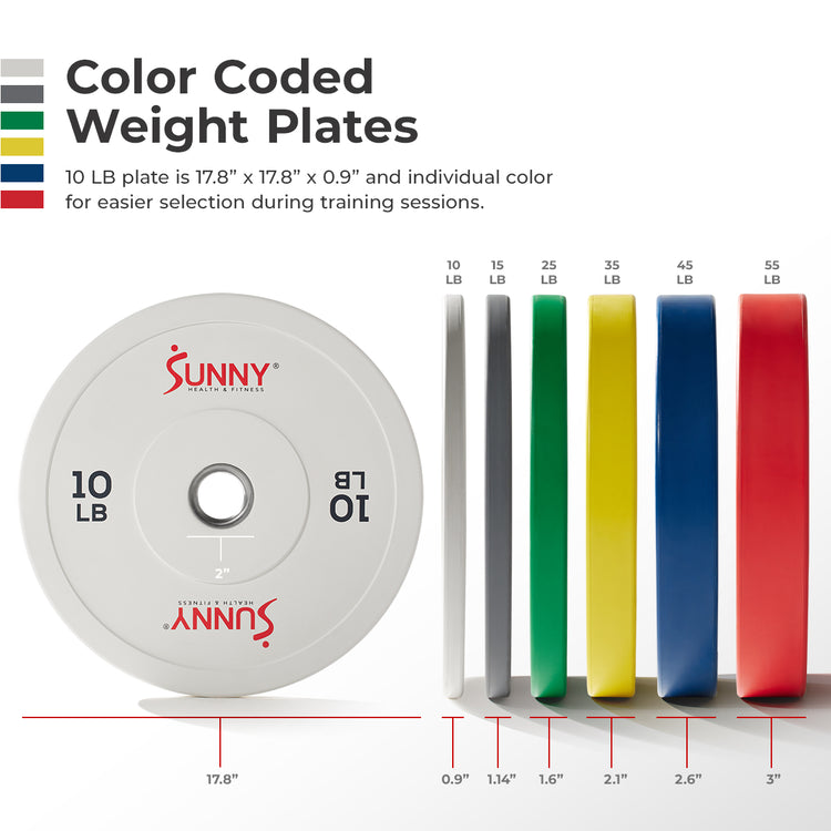 Sunny Strength® Elite 2-inch Rubber Olympic Weight Plates 10 - 55 LBS
