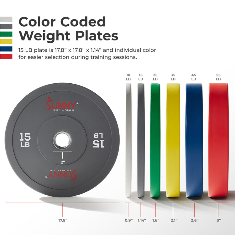 Sunny Strength® Elite 2-inch Rubber Olympic Weight Plates 10 - 55 LBS