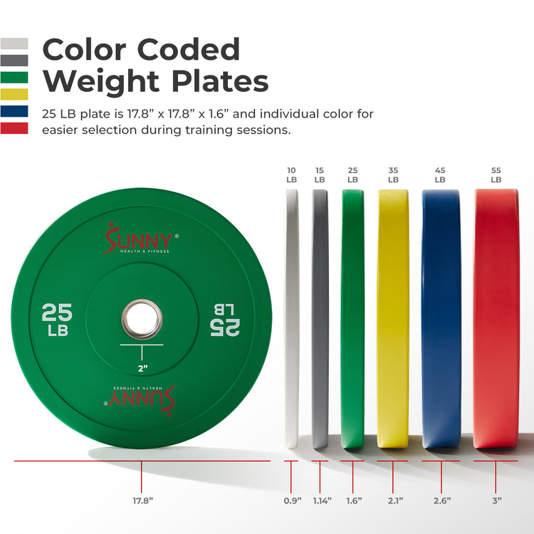 Sunny Strength® Elite 2-inch Rubber Olympic Weight Plates 10 - 55 LBS