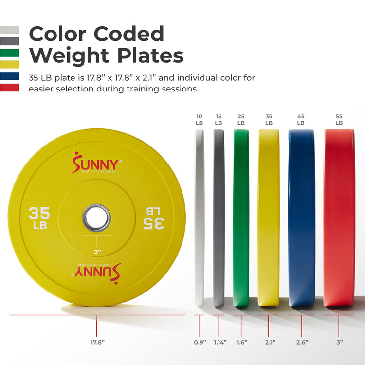 Sunny Strength® Elite 2-inch Rubber Olympic Weight Plates 10 - 55 LBS
