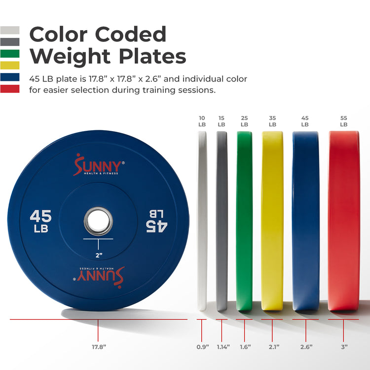 Sunny Strength® Elite 2-inch Rubber Olympic Weight Plates 10 - 55 LBS