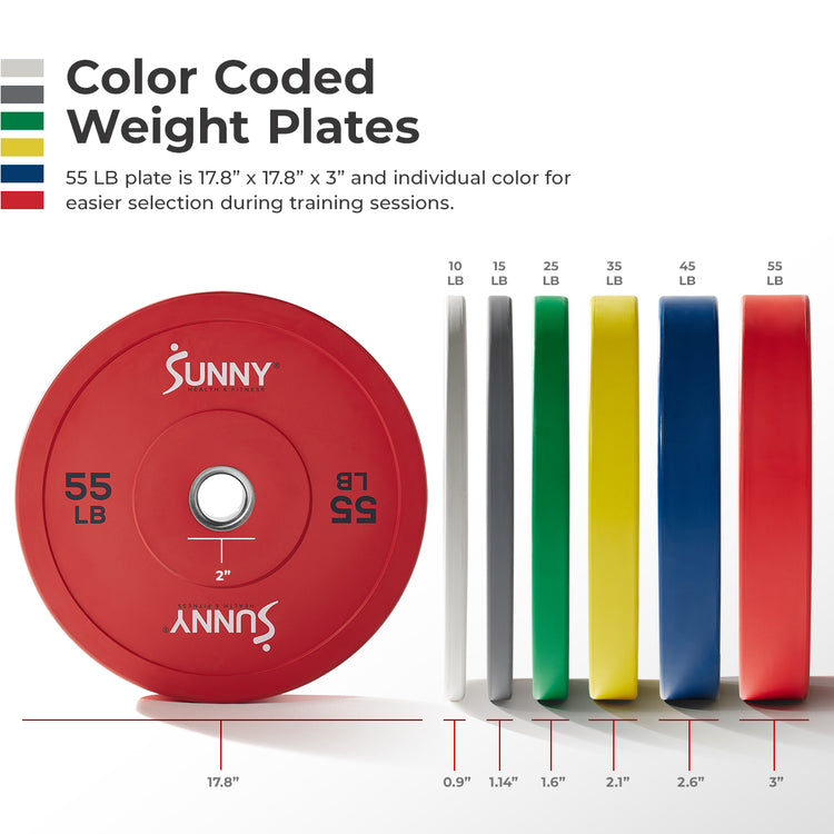 Sunny Strength® Elite 2-inch Rubber Olympic Weight Plates 10 - 55 LBS